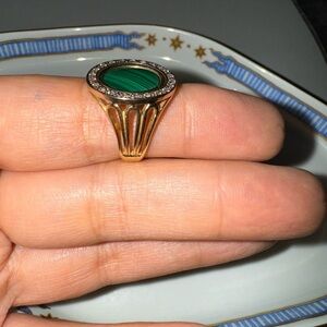 14k Gold Malachite And Diamond ring